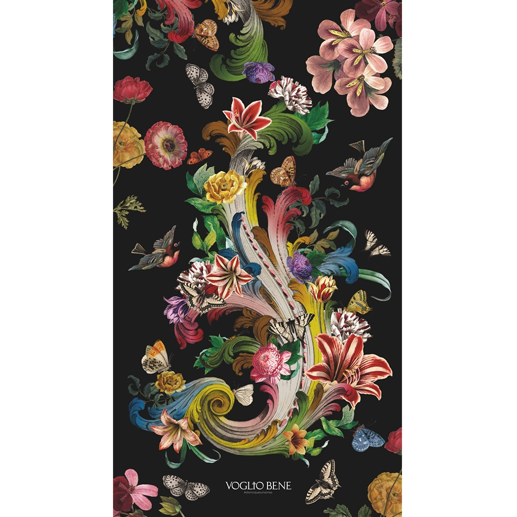 Art Si Deco Decoration Interieure Voglio Bene Tenture 80x144 Fleurs De Rocaille Cercle Rouge Store Montpellier 1
